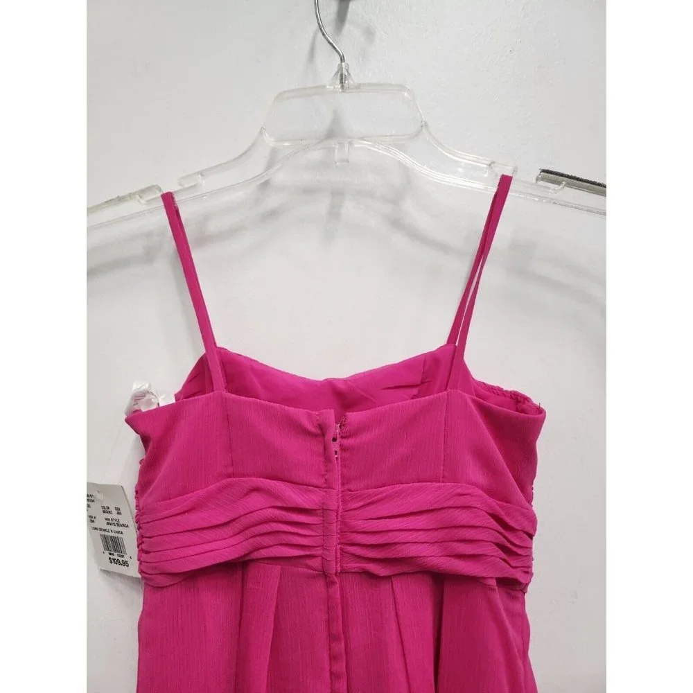 David's‎ Bridal Girls Bridesmaid Dress 6 Pink Long Crinckle Cascading Sleeveless - Picture 11 of 11